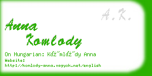 anna komlody business card